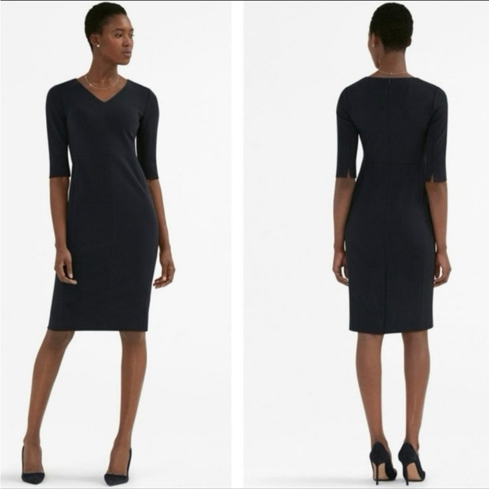 MM Lafleur Navy V-Neck Midi Dress